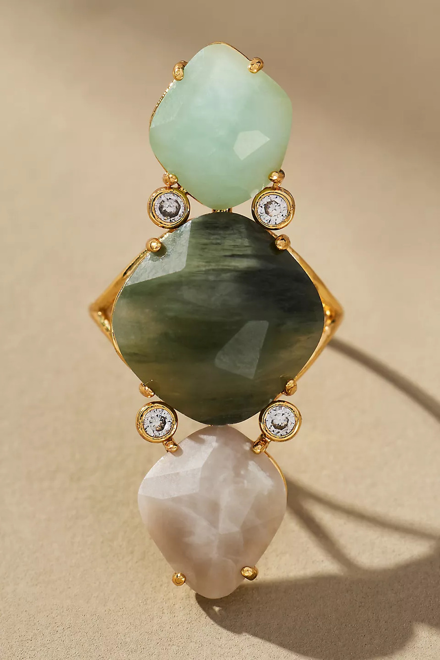 Anthropologie Triple Stone Glitzy Cocktail Ring NWOT